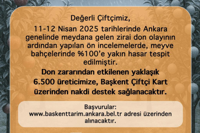 Ankara Büyükşehir Belediyesi’nden Zirai Don Mağduru Üreticilere Destek